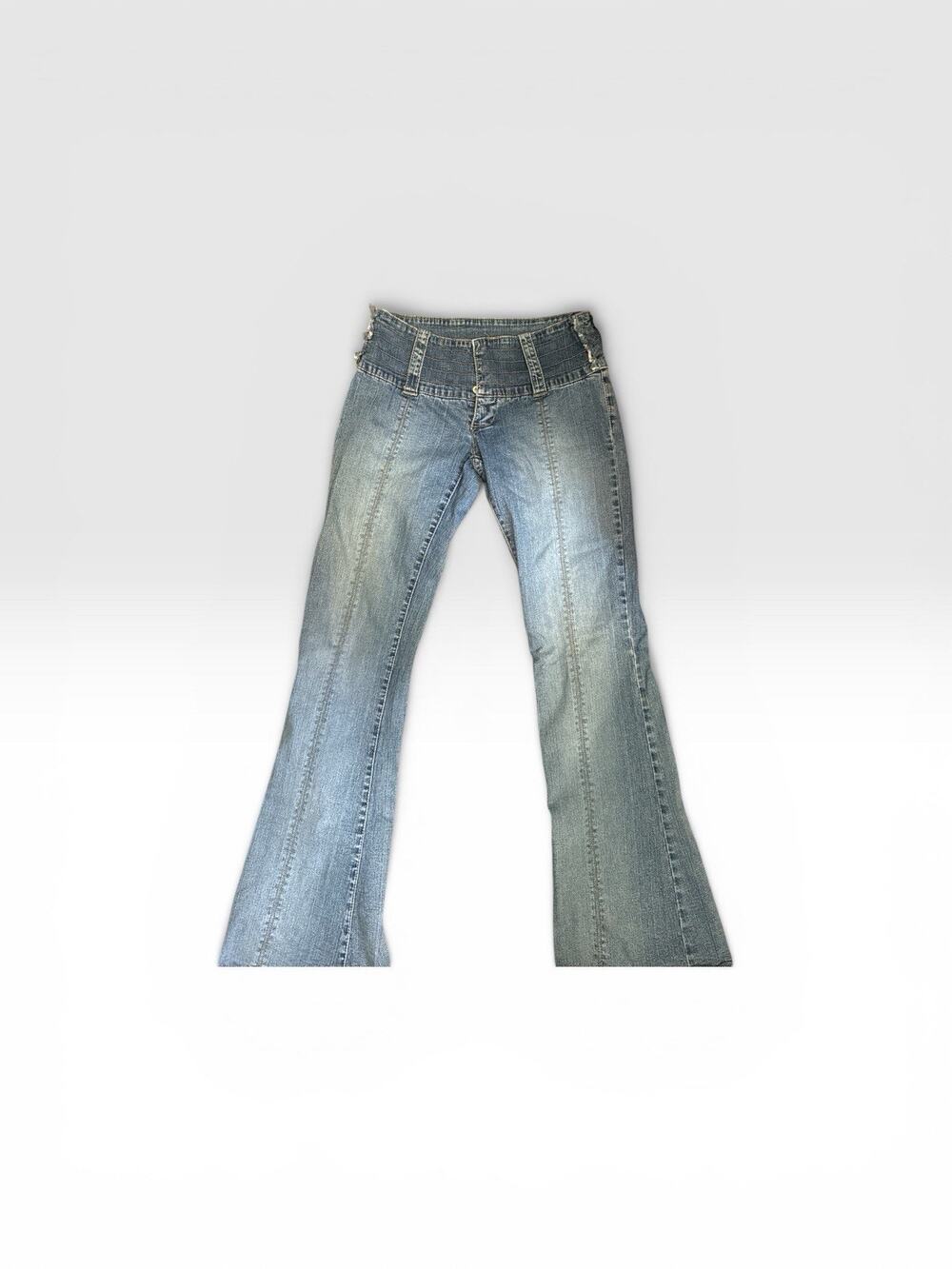 Vintage Y2K Women's Blue Asphalt Low Rise Slim, Flared Leg Denim jeans Size 5